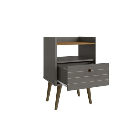 Manhattan Comfort Bogart Nightstand in Grey and Nature 256BMC50